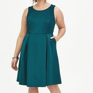 Torrid Dark Teal Sleeveless Scuba Skater Dress